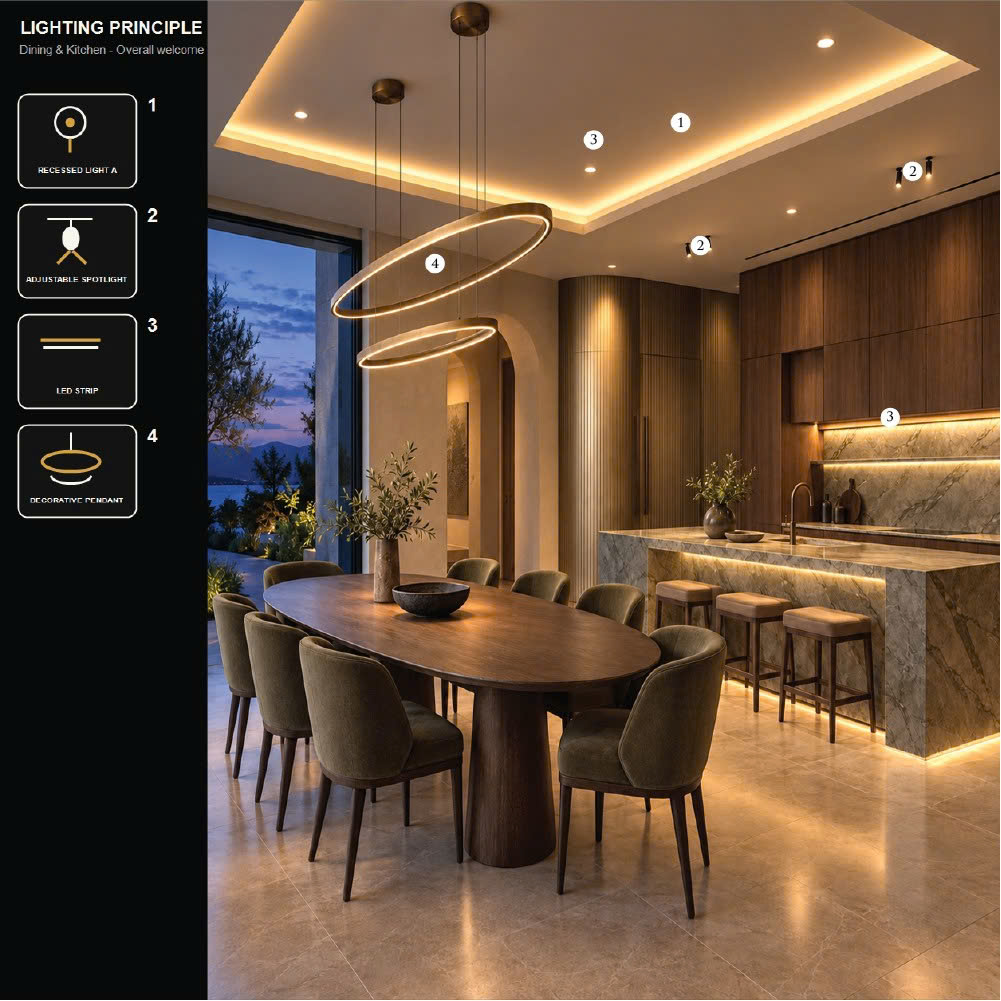 Các lớp ánh sáng cho bếp và bàn ăn – hình 2