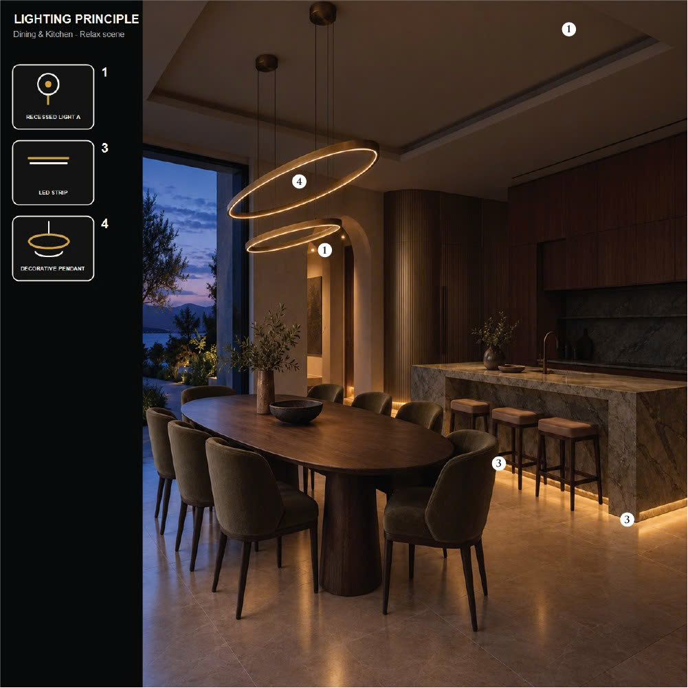 Các lớp ánh sáng cho bếp và bàn ăn – hình 3