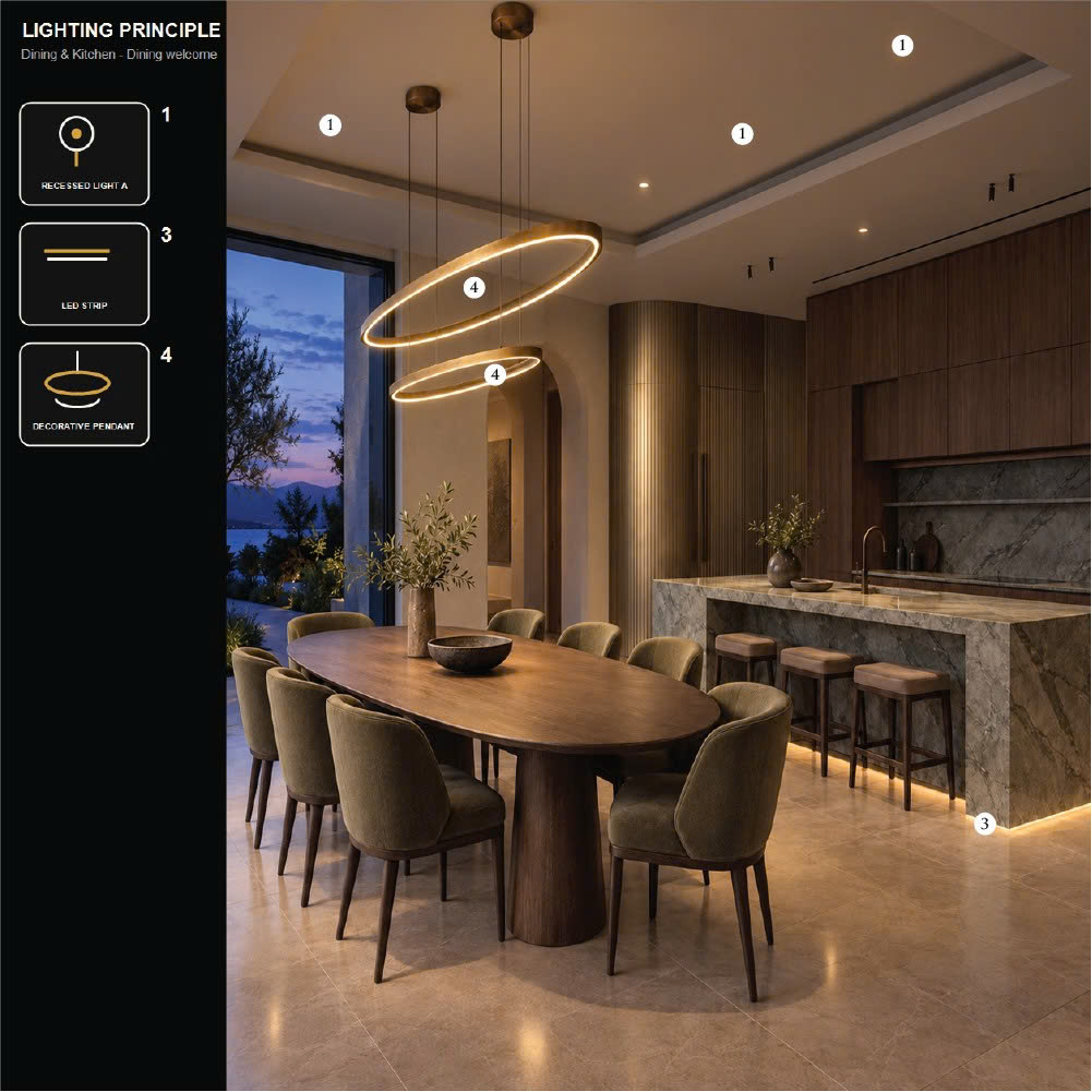 Các lớp ánh sáng cho bếp và bàn ăn – hình 4