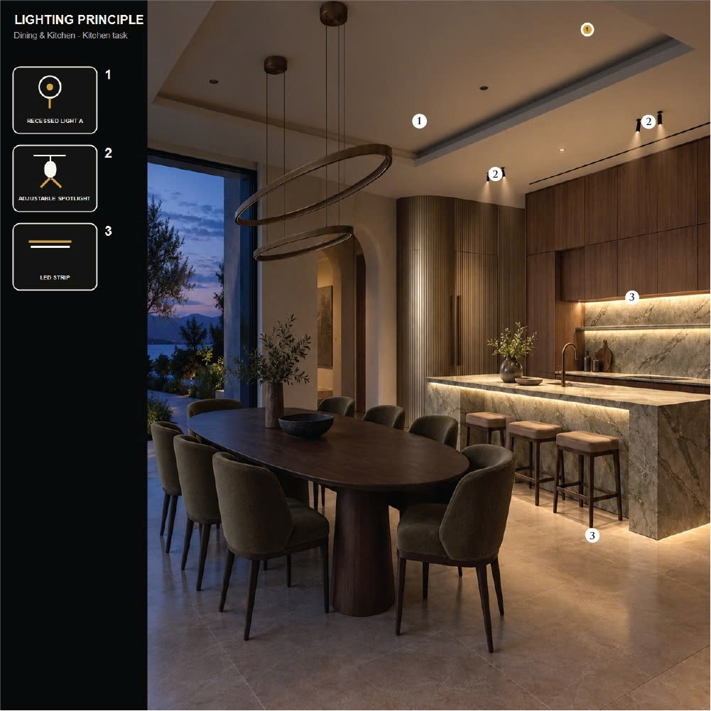 Các lớp ánh sáng cho bếp và bàn ăn – hình 6
