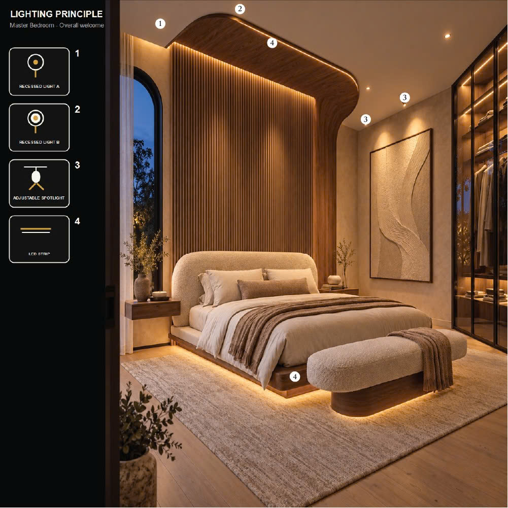 Các lớp ánh sáng trong phòng ngủ – hình 4