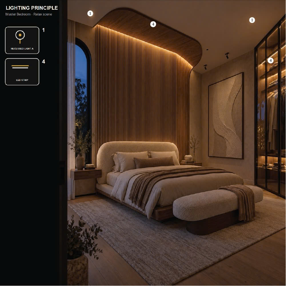 Các lớp ánh sáng trong phòng ngủ – hình 5